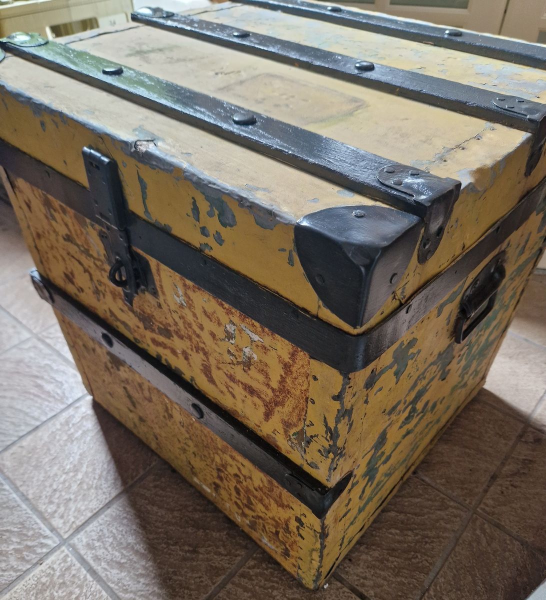 Fraaie Antieke Kist, Koffer, Hutkoffer Ideale Maat image 6