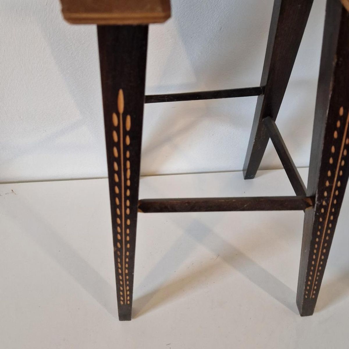 Antiek Houtsnijwerk Tafeltje Plantentafel Krukje image 7