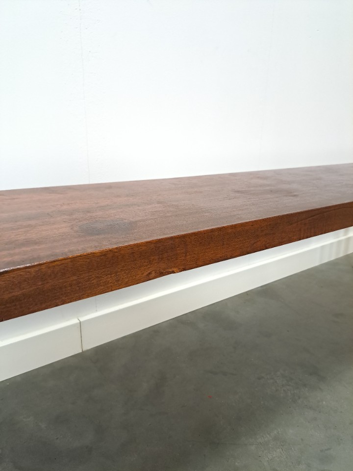 Massief Mahonie Houten Bank Met Chromen Poten image 15