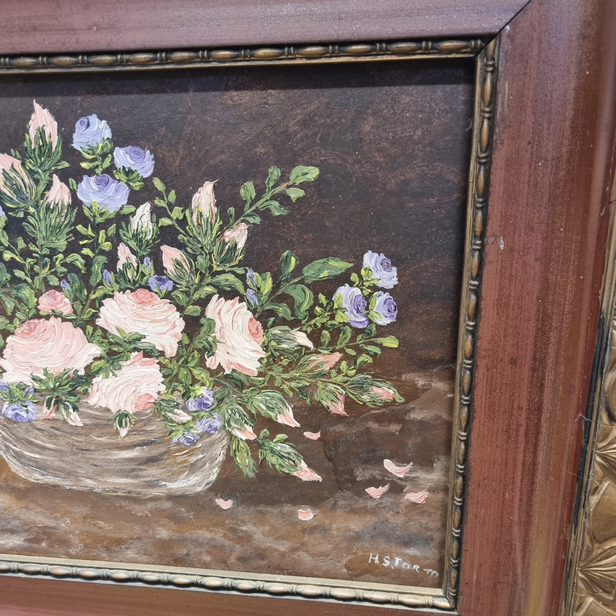 Vintage Olieverf Schilderij Bloemen H. Storm image 6