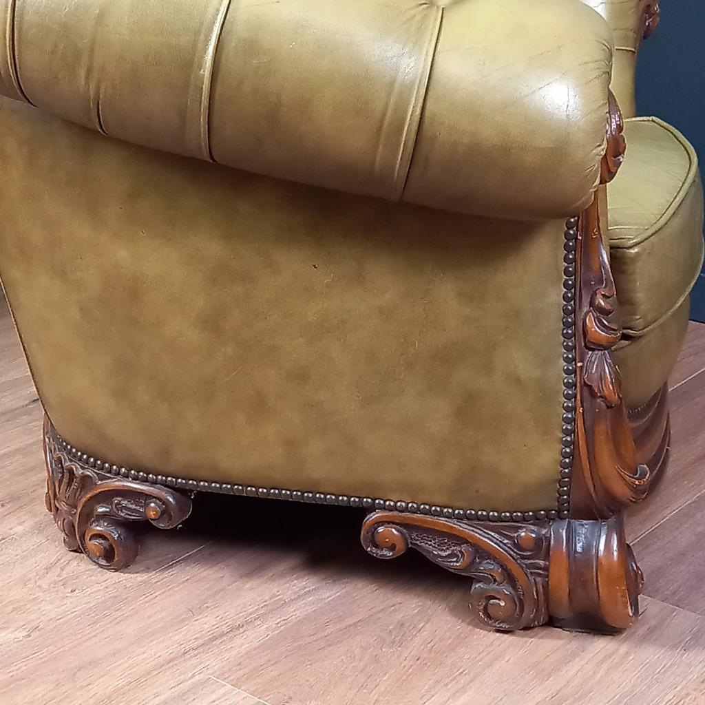 Vintage Leren Chesterfield Clubfauteuil In Barokstijl image 10