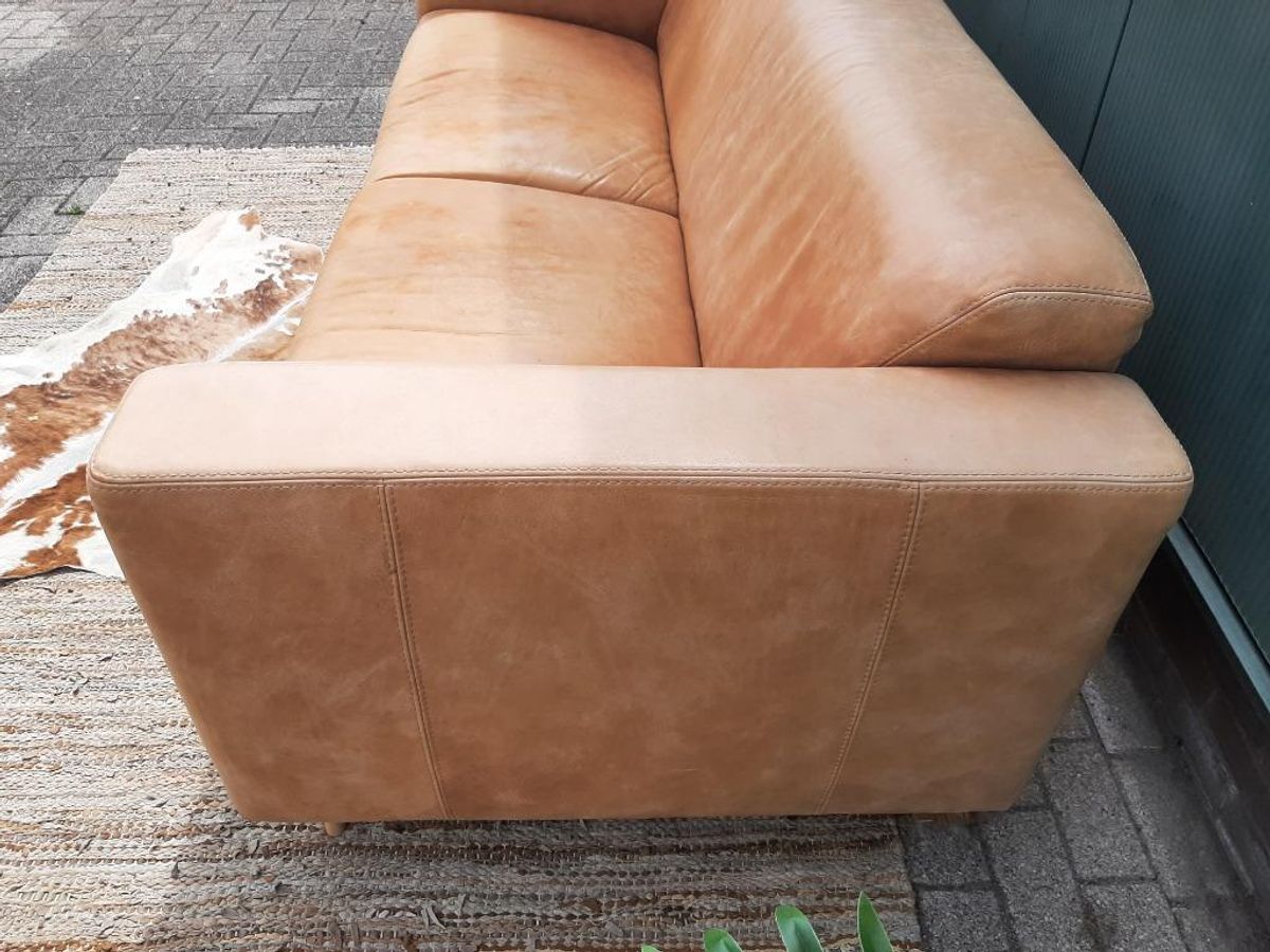 Stoere Leren Bank – Mountain Alp 2,5-zits Lichte Camel Kleur image 4
