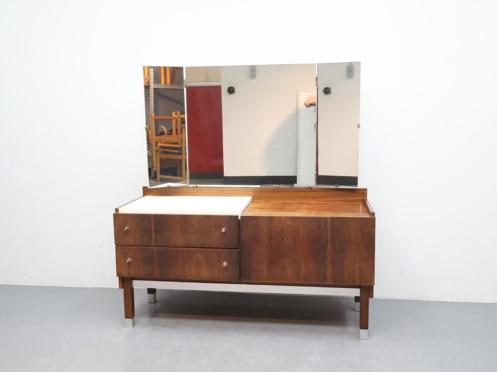 Vintage Kaptafel Palissander Drieluik Spiegel image 10