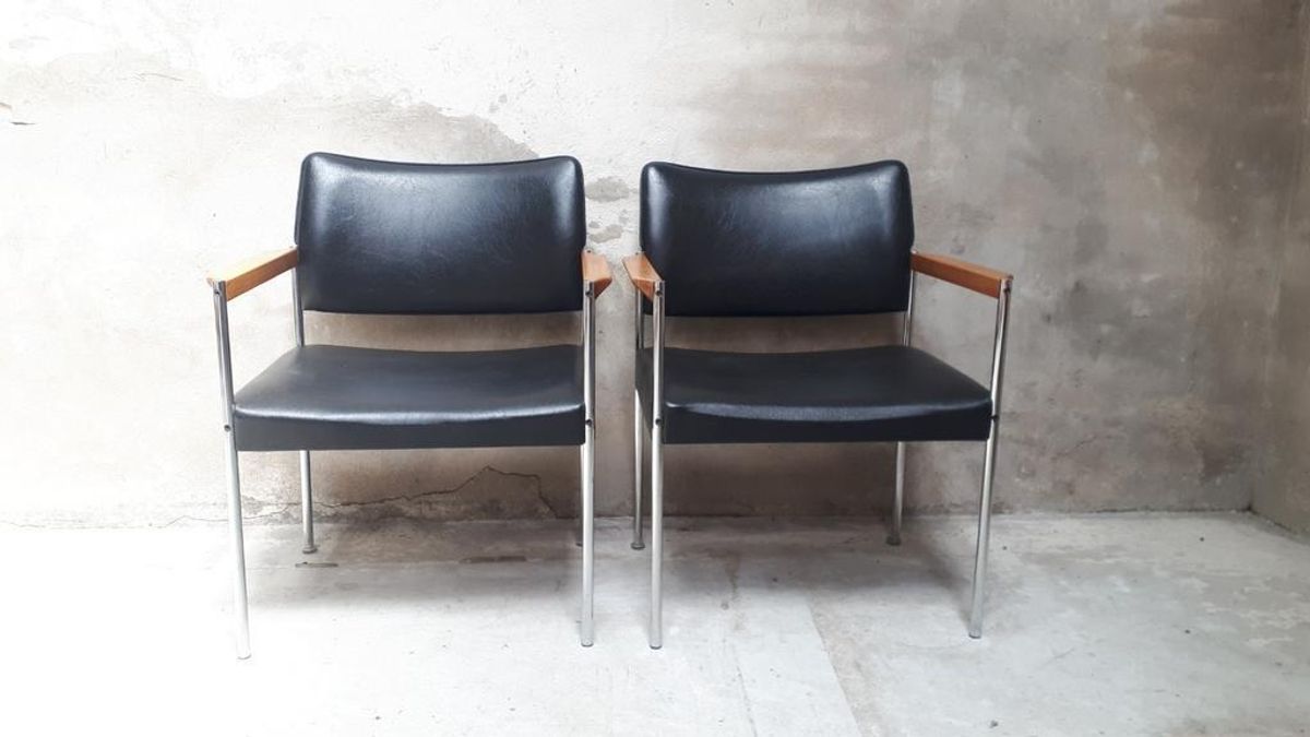 Set Van 2 Vintage Fauteuils Thereca Bauhaus Stijl Fauteuils image 3