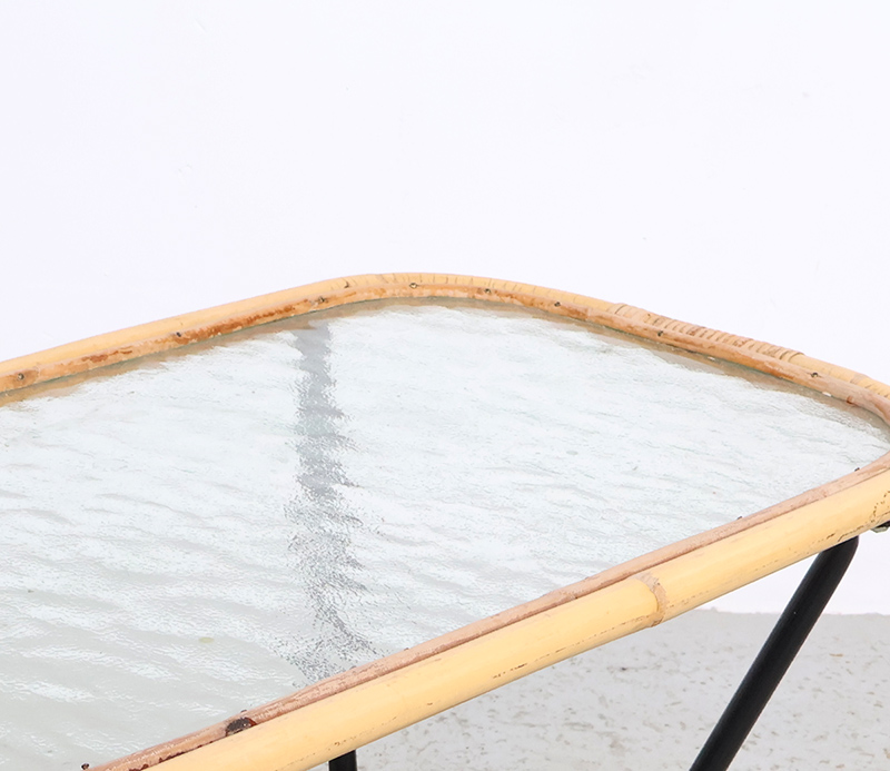 Vintage Rohé Rotan En Glas Salontafel, 1960s image 9