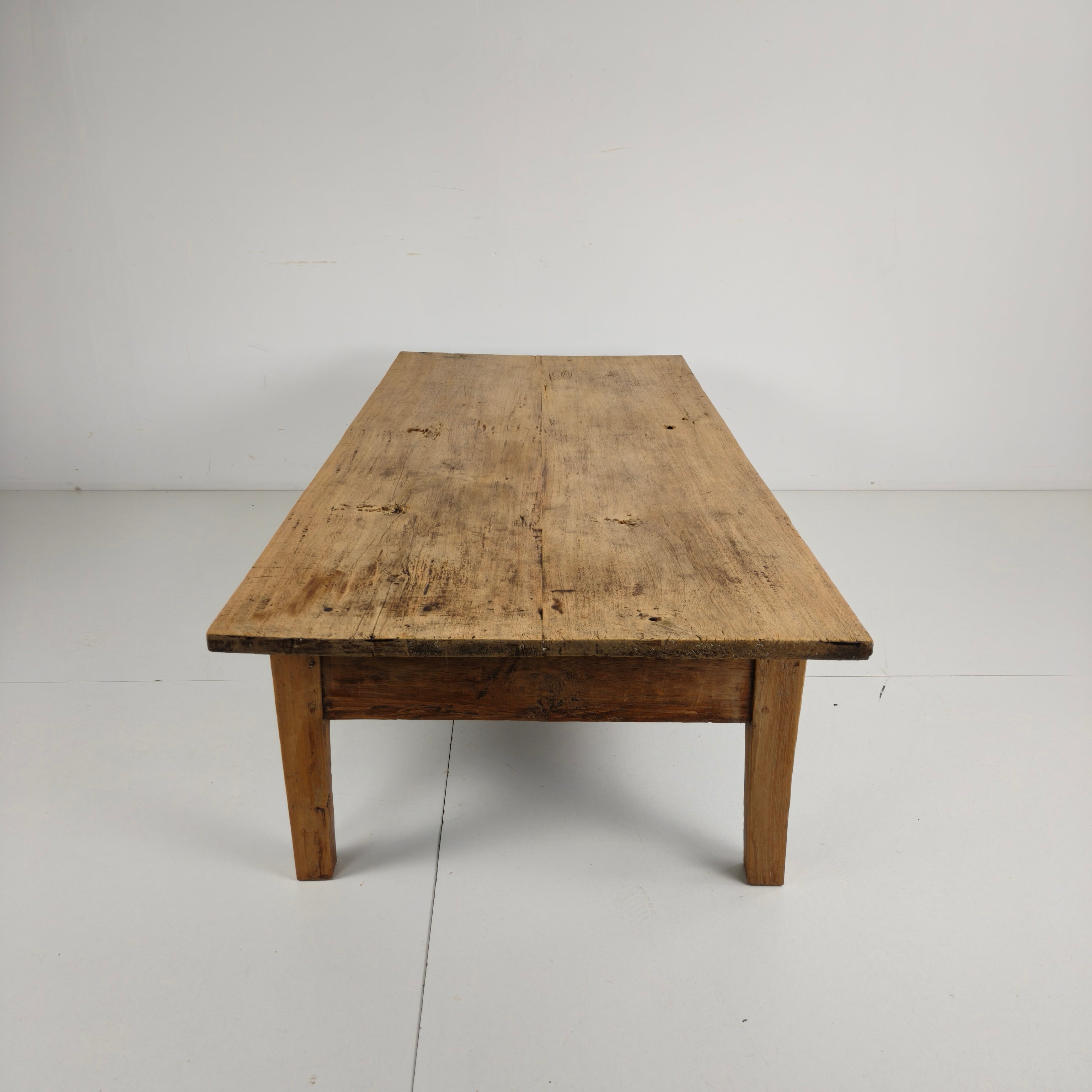 Antieke 19e Eeuwse Franse Boeren Salontafel Van Eikenhout image 11
