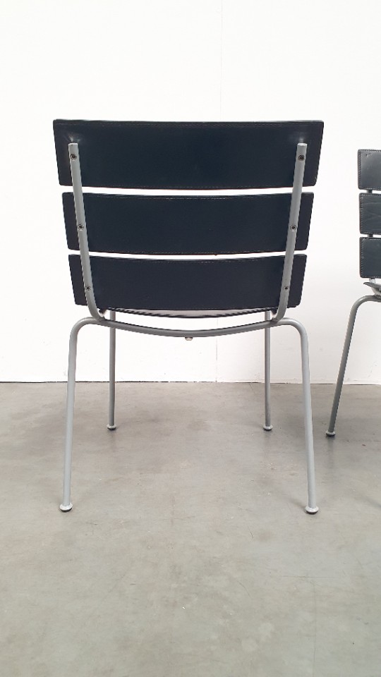 Giancarlo Vegni Fasem Italy Stripe Zadelleer Stoelen Vintage Design image 11