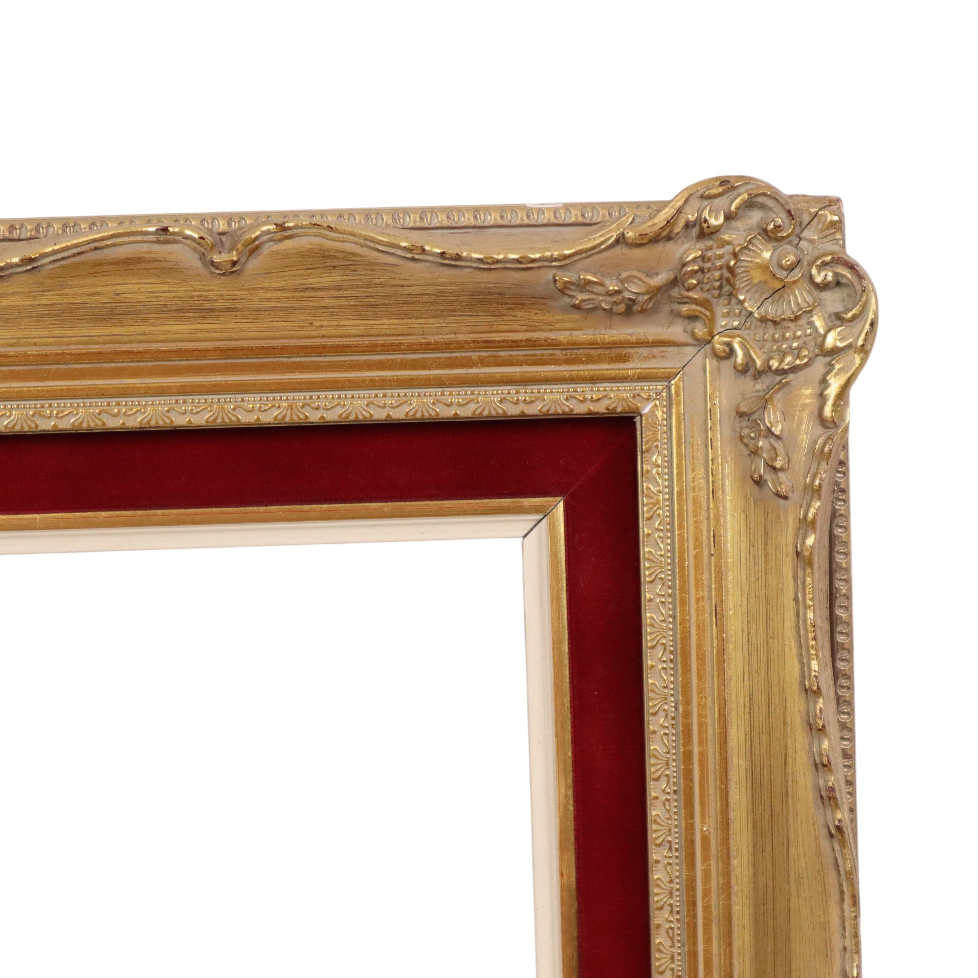 Vintage Vergulde Lijst Barok Stijl Rood Fluweel Klassiek 76x56cm image 6