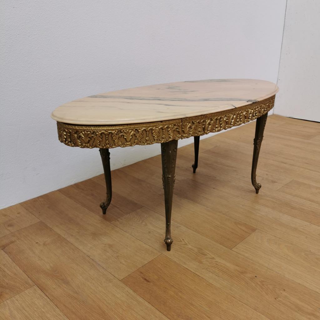 Vintage Ovale Regency Salontafel Koffietafel Marmer Blad 02 image 6
