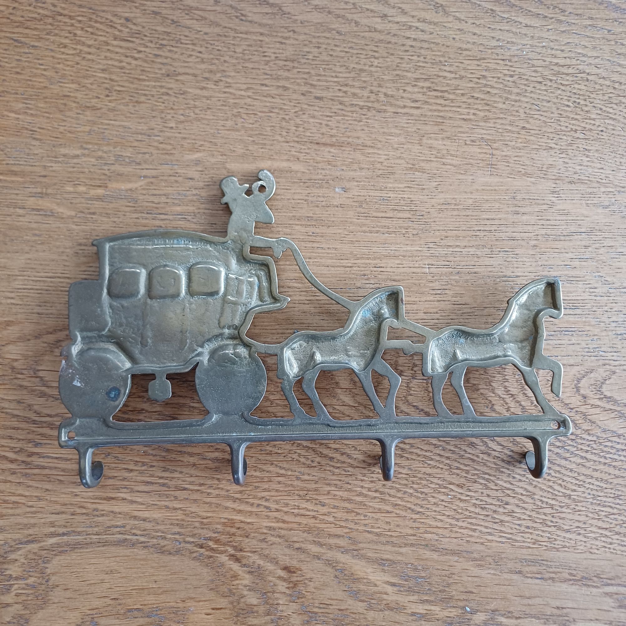 Messing Wandhaakjes Paarden Met Koets image 5