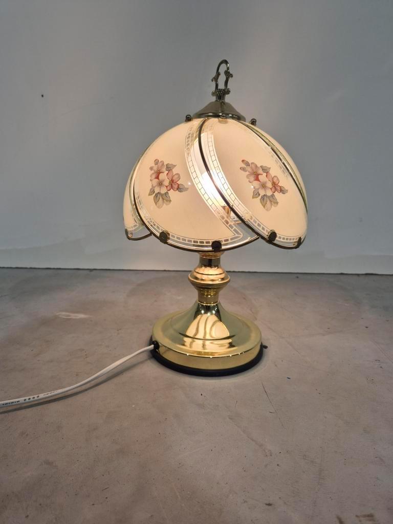 Hollywood Regency Tafel Lamp Met Gebogen Glas Vintage image 7