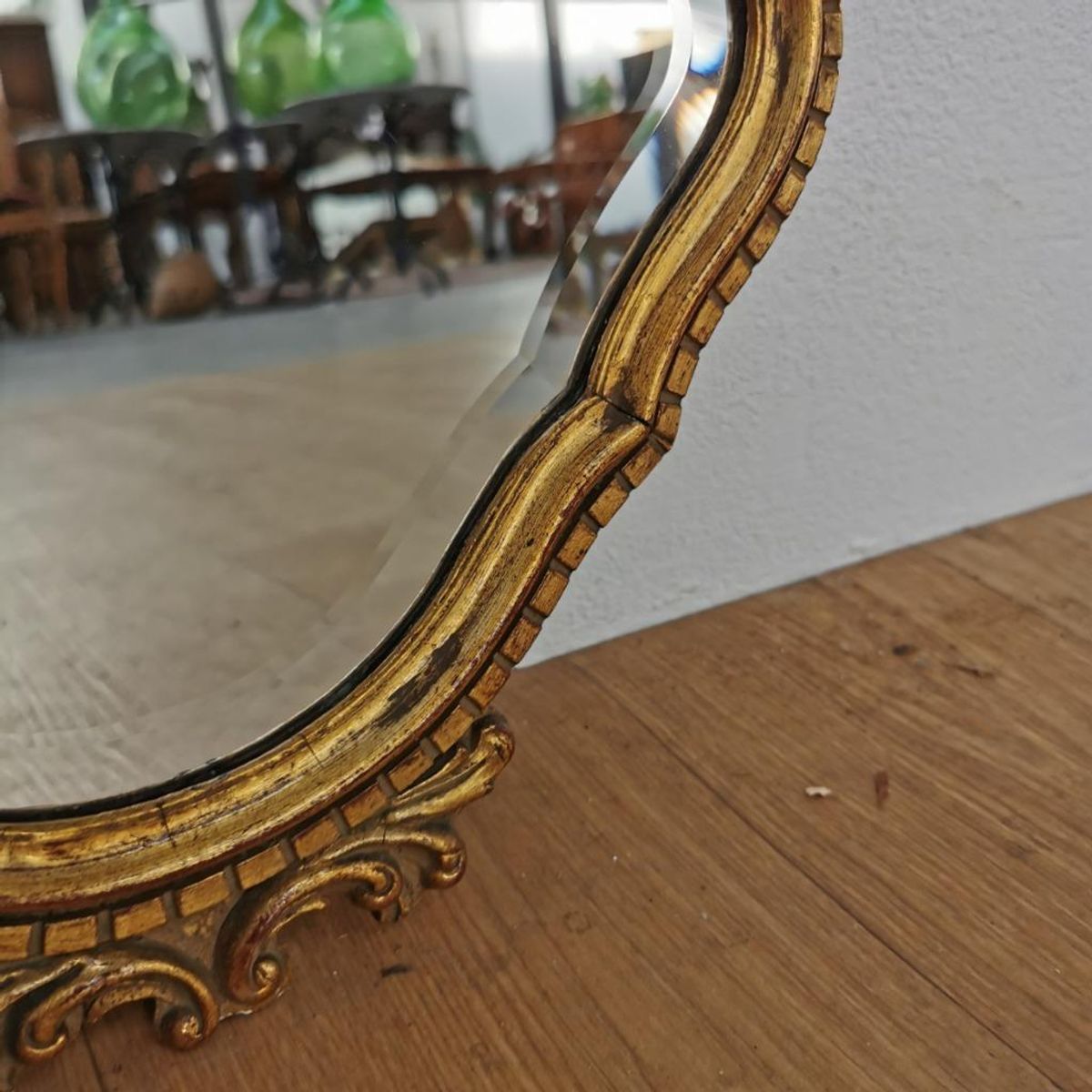 Vintage Goudkleurige Barok Rococo Spiegel Kuifspiegel Schouwspiegel 119 image 15