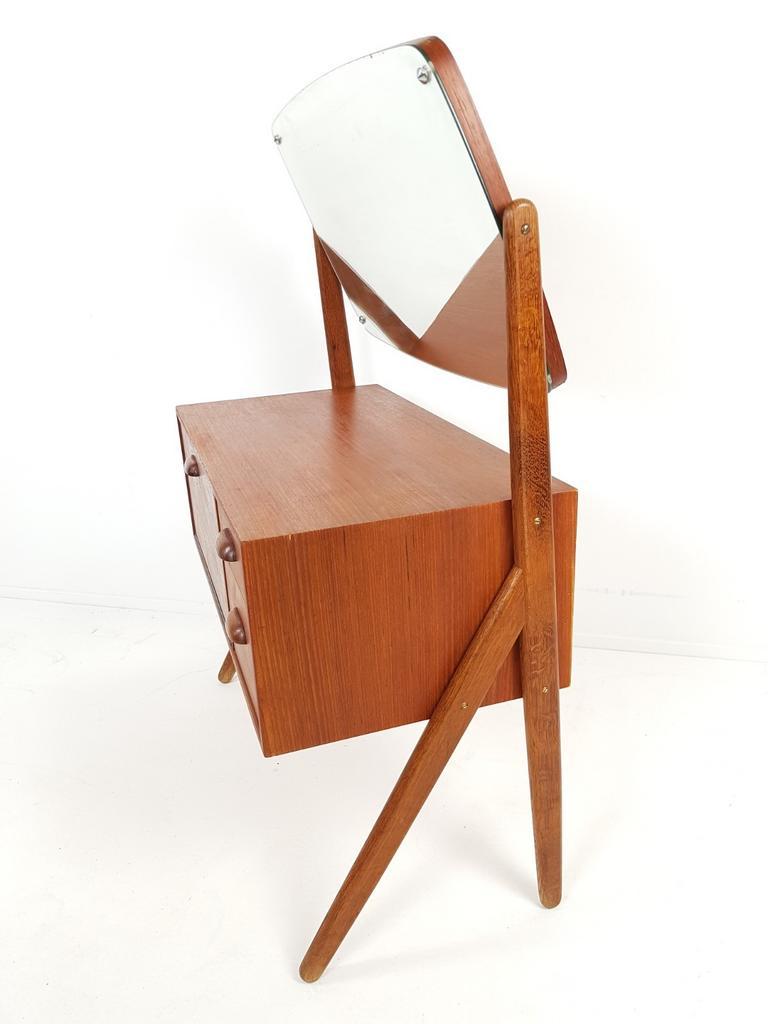Vintage Deense Kaptafel Teak | Make Up Kastje Spiegel Danish image 9