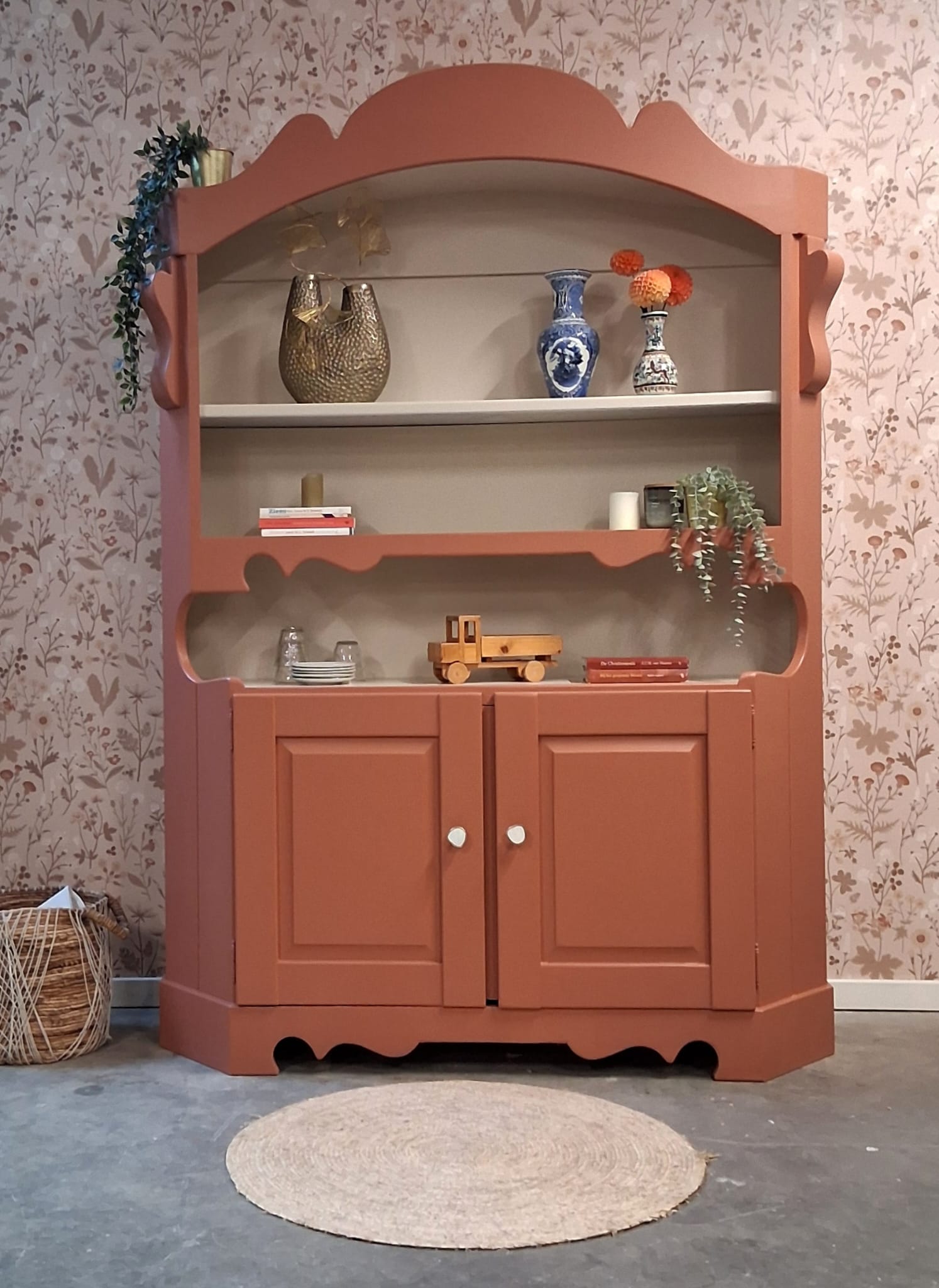 Vintage Retro Buffetkast Zachte Terracotta Kleur image 12