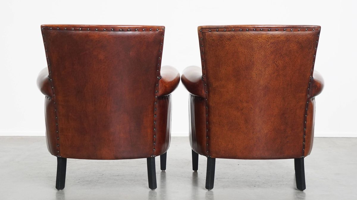 Set Van 2 Zeer Mooie Sierlijke Schapenleren Armchairs Met Een Luxe Afwerking image 3
