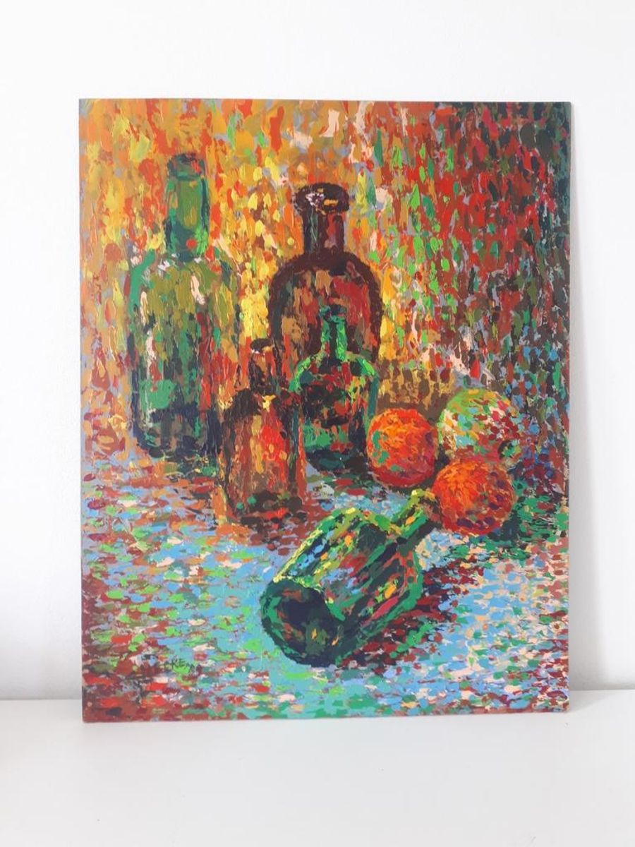 * Retro Schilderij Olieverf Op Bord Jaren 80 image 2