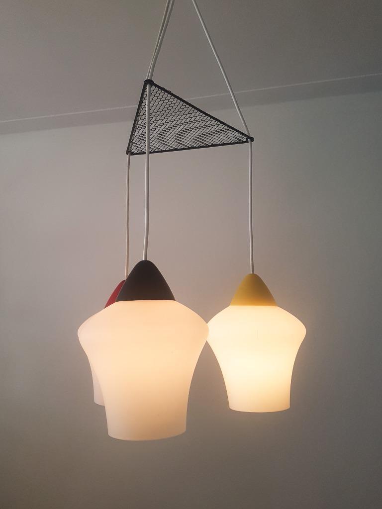 Vintage Jaren '50 Hanglamp In Opaline Glas image 2