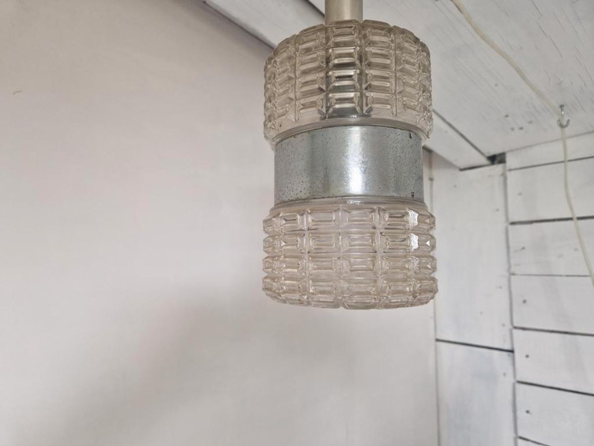 Vintage Space Age Hanglamp Glas En Chroom Design image 5