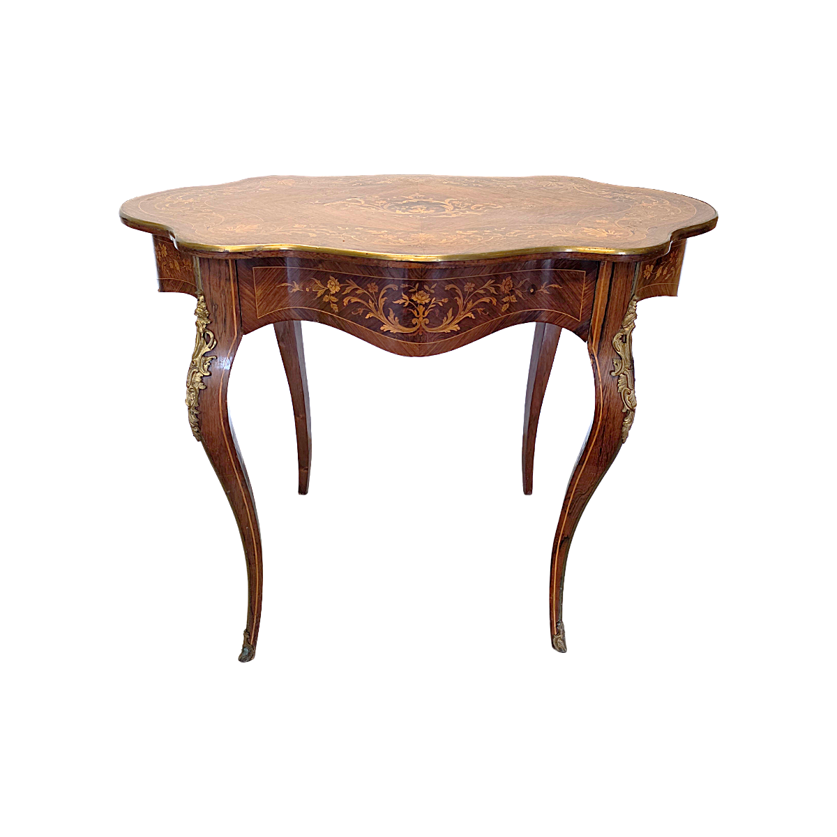 Antiek Franse Louis Xv Stijl Tafel Met Lade, Eind 19e Eeuw image 14