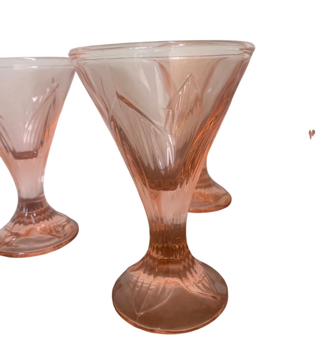 Vintage Franse Set Van 6 Roze Glazen Coupes Of Schalen In Art Deco Stijl! image 6