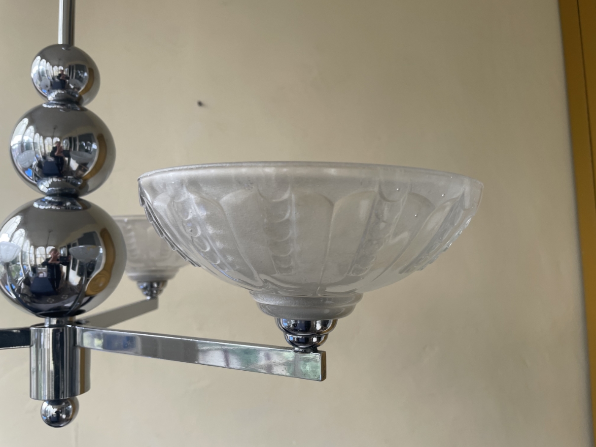 Lamp Hanglamp Art Deco 1930 Verchroomd Frans image 2