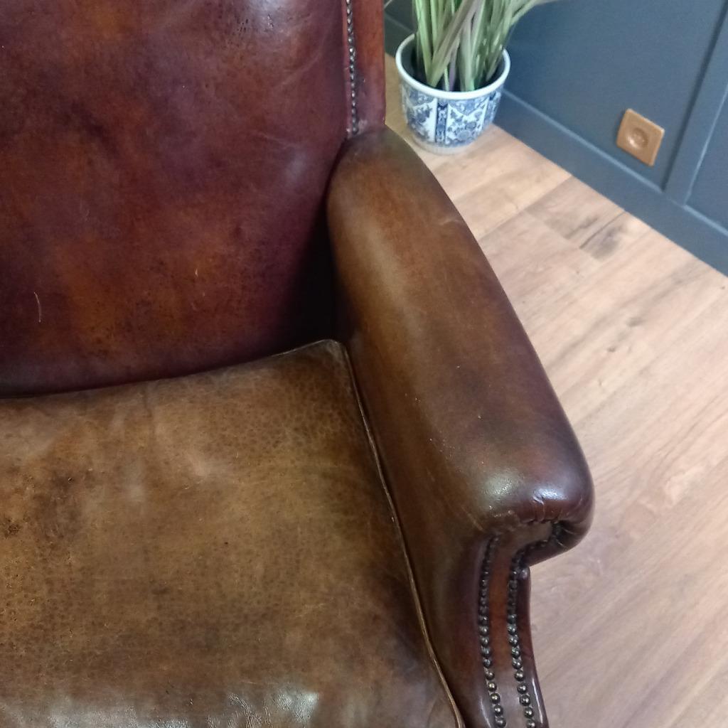 Schapenleren Vintage Clubfauteuil In Art Deco Stijl image 12