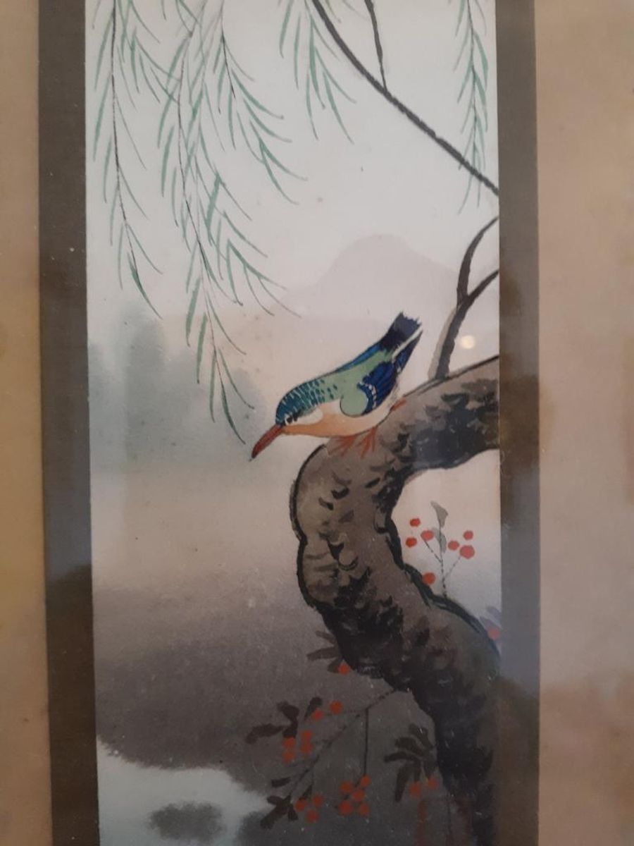 * Antiek Lijstje Met Vogel Schildering Schilderij image 4
