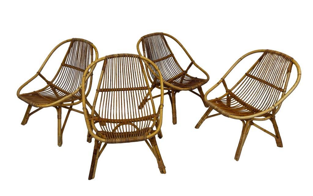 Vintage Set Van 4 Rotan Fauteuils Rohe Noordwolde 1960 image 2