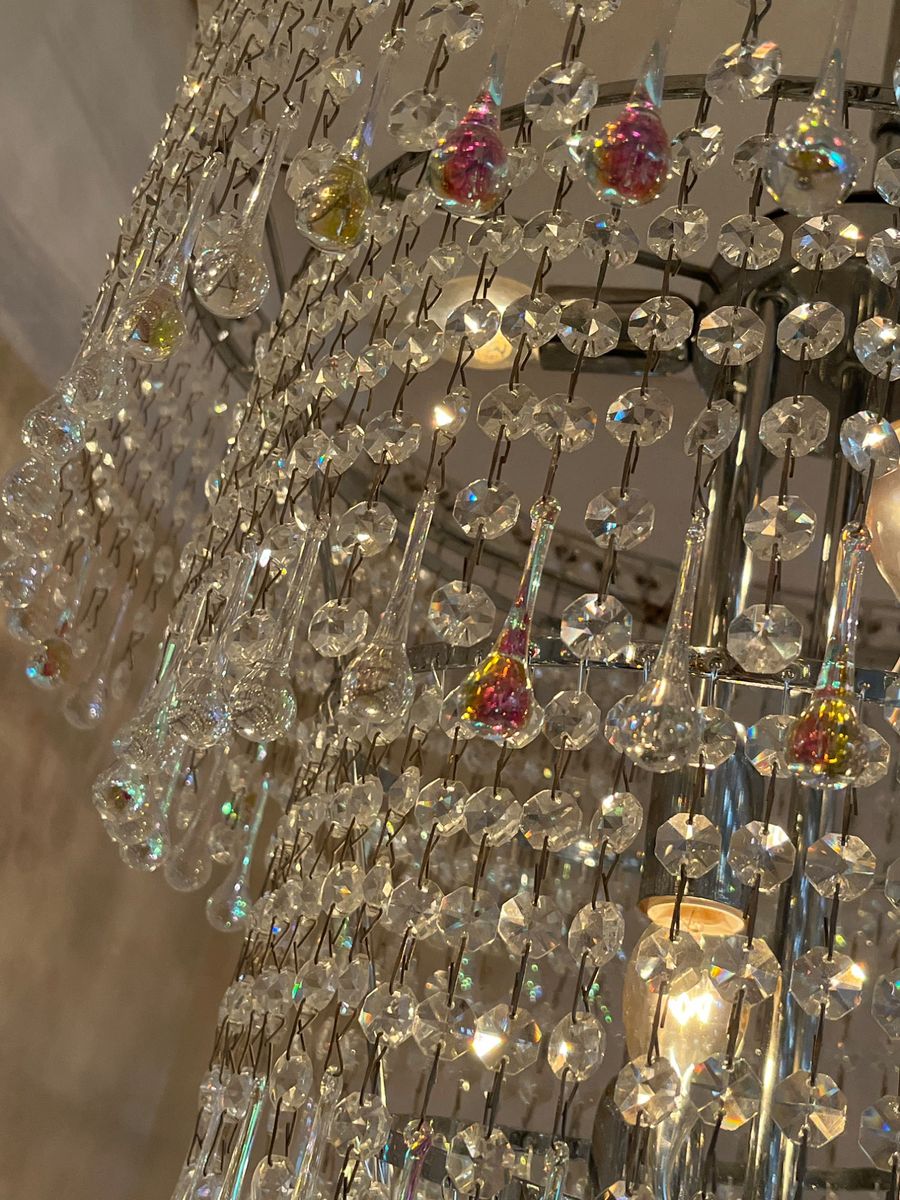 Xxl Vintage Opaline Teardrop Kroonluchter Pegels Kristal Hanglamp image 9