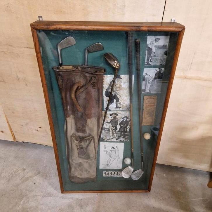 Vintage Vitrinekast Kijkkast Golf Golftas Sticks Vitrine image 2