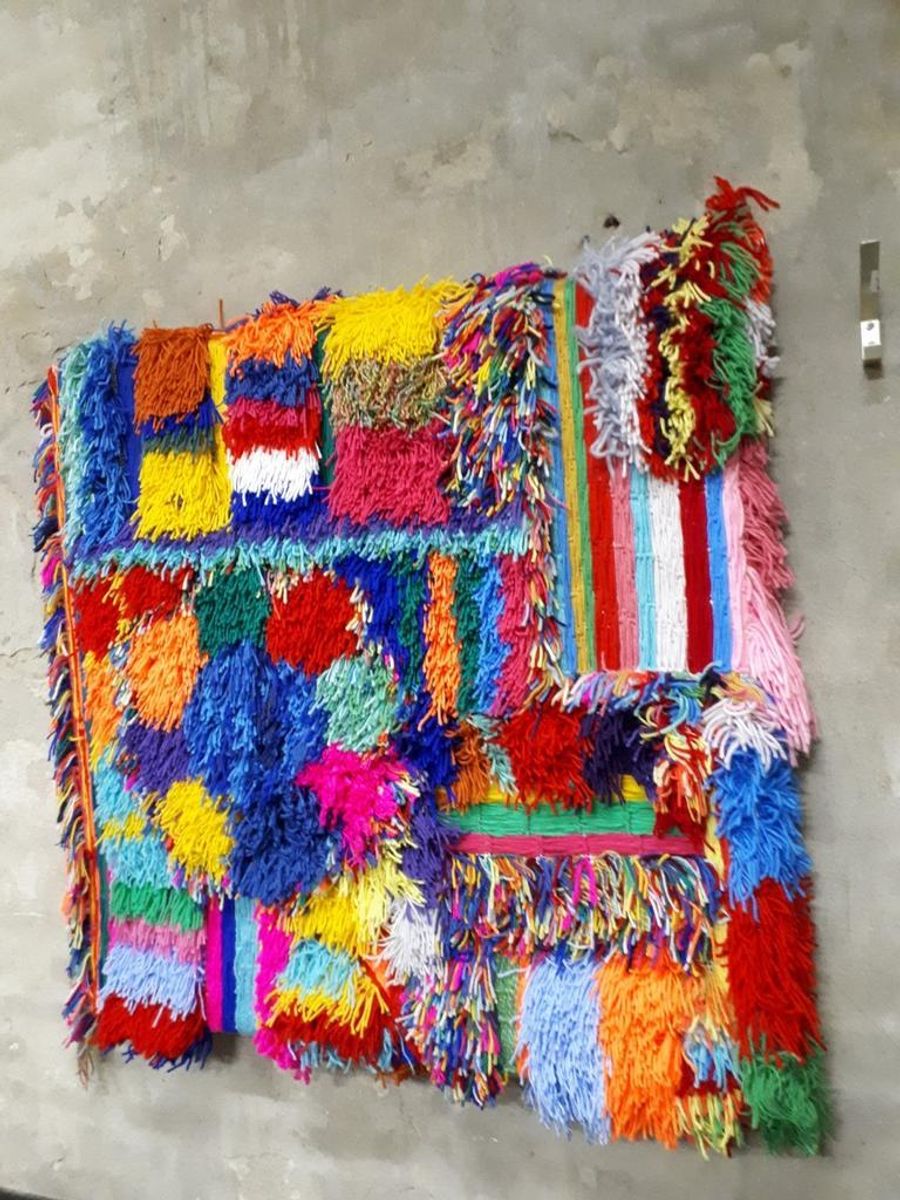 Groot Wollen Retro Schilderij Handwerk Kunstwerk image 4