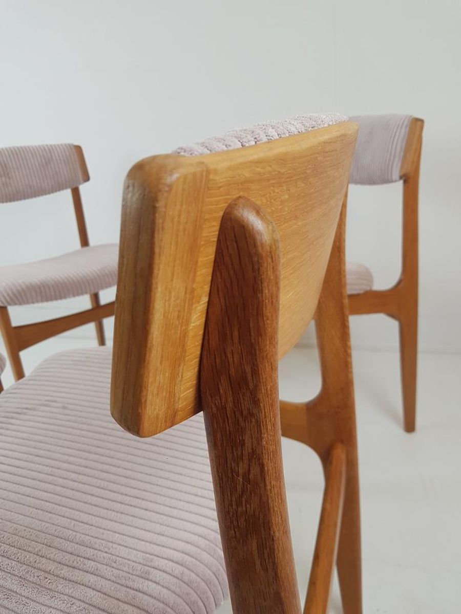 4 Vintage Roze Stoelen Licht Roze Ribstof Gerestaureerd image 4