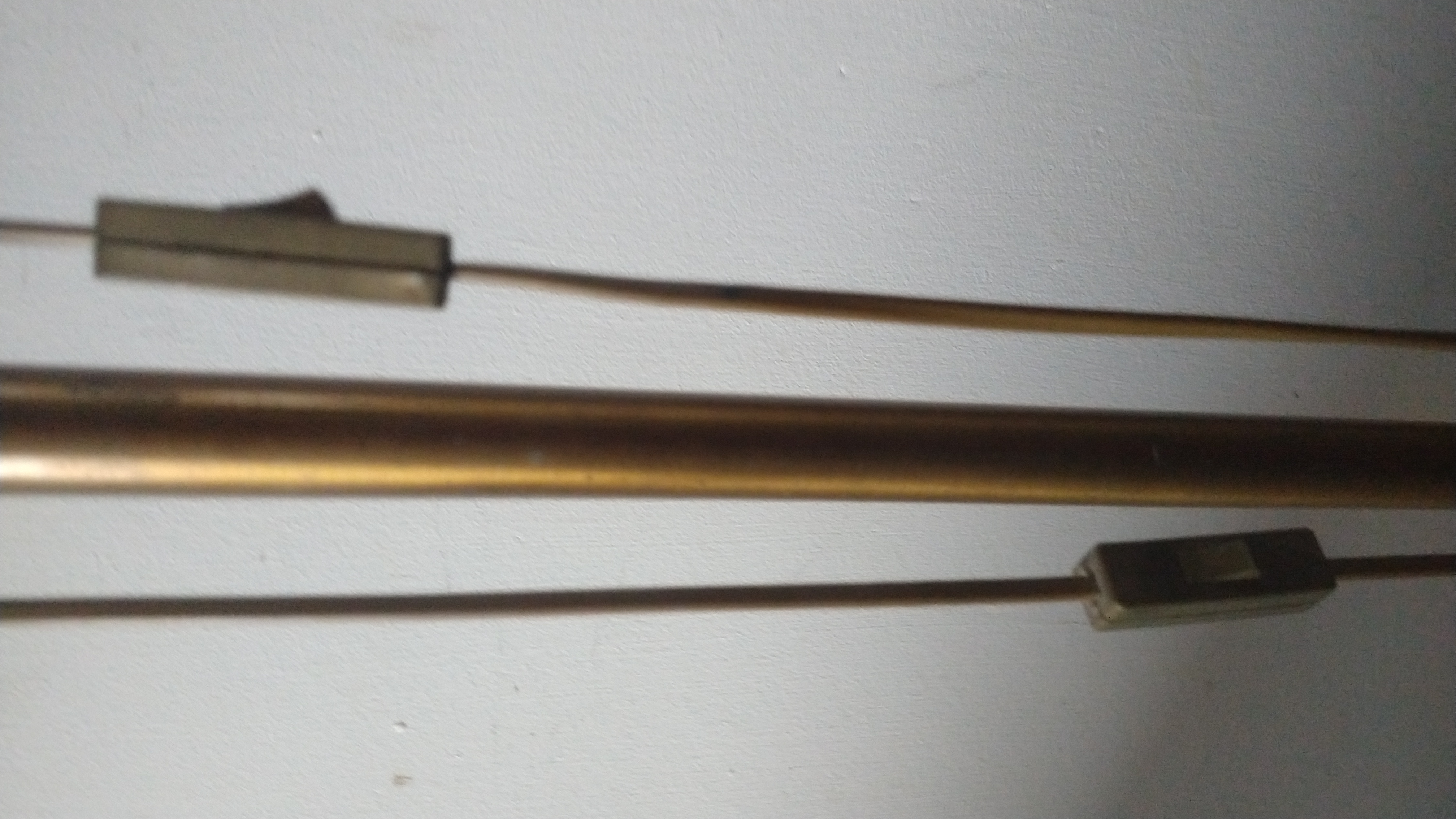 Vintage Messing Vloerlamp Met Metalen Emaille Kappen image 9