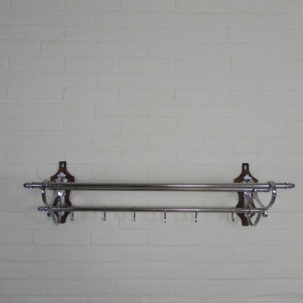 Verchroomde Art Deco Wandkapstok Met 6 Haken, Jaren 30 image 8