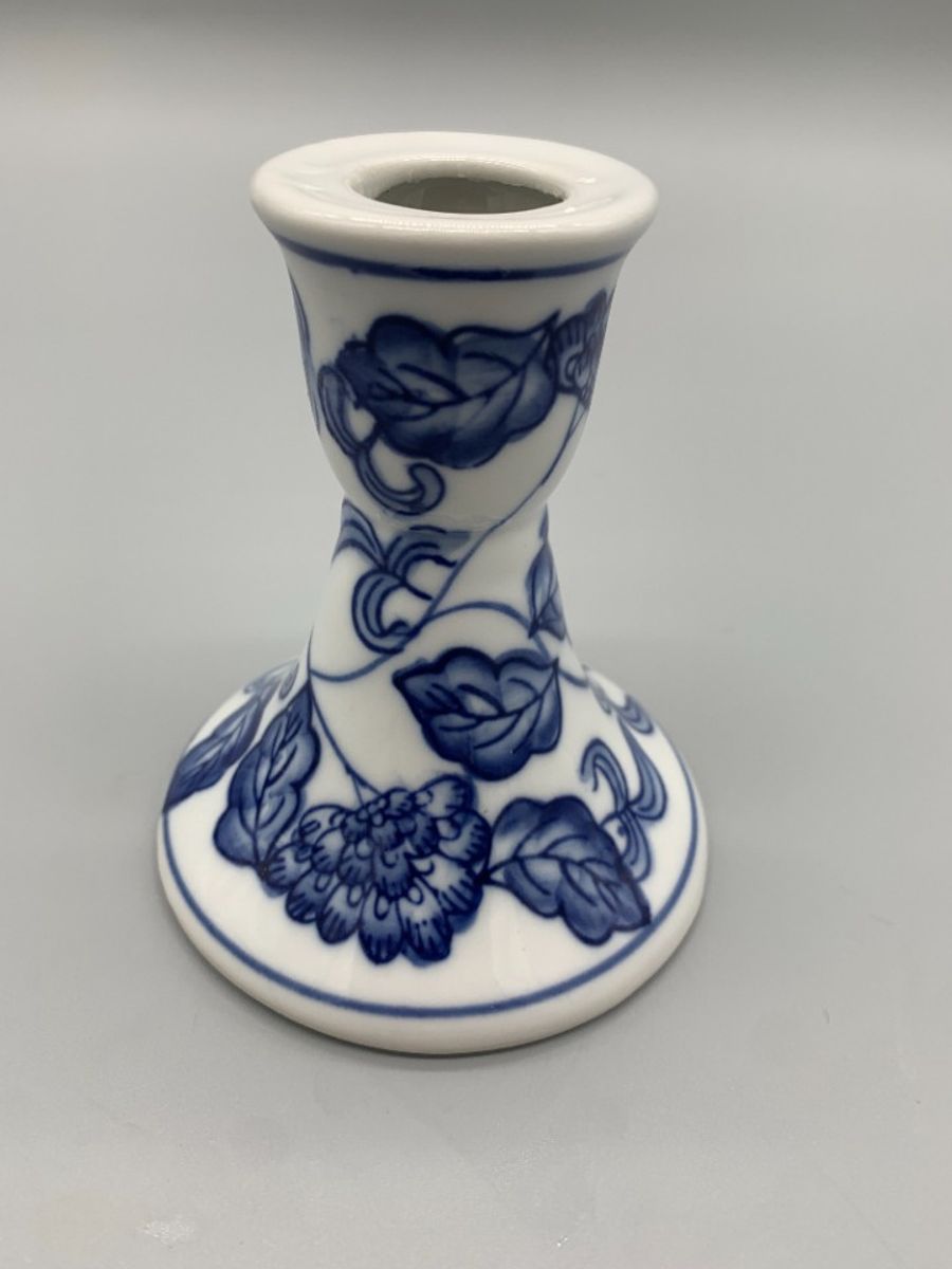 Kandelaar Porselein Blauw Wit Rond image 5