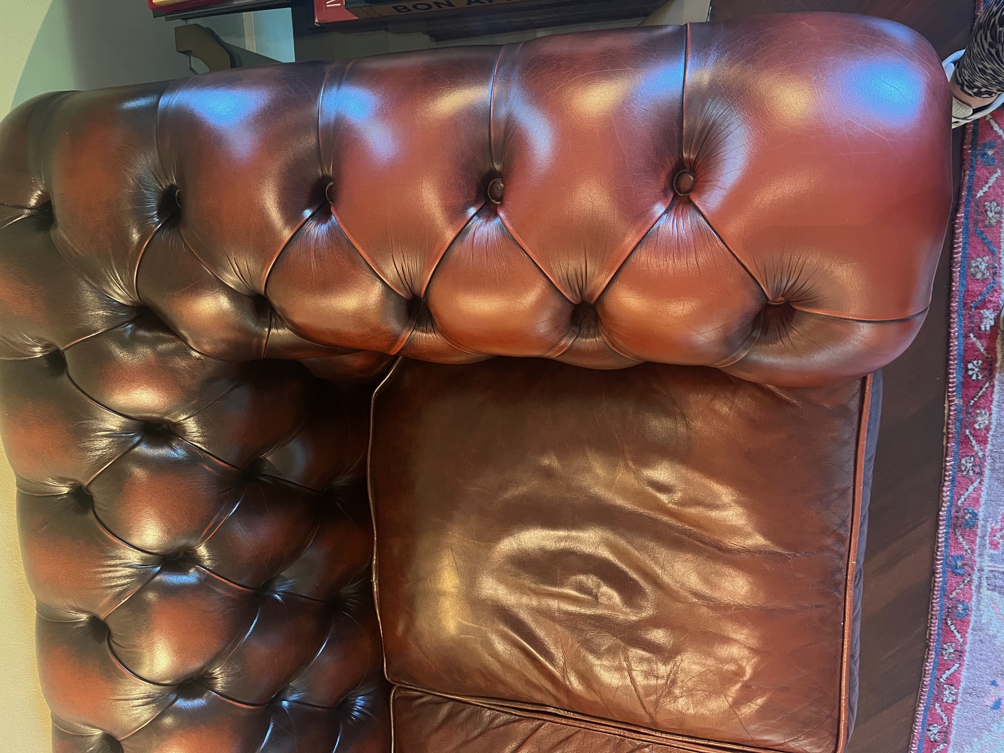 Vintage Chesterfield 3 Zitsbank, Roodbruin Leer image 5