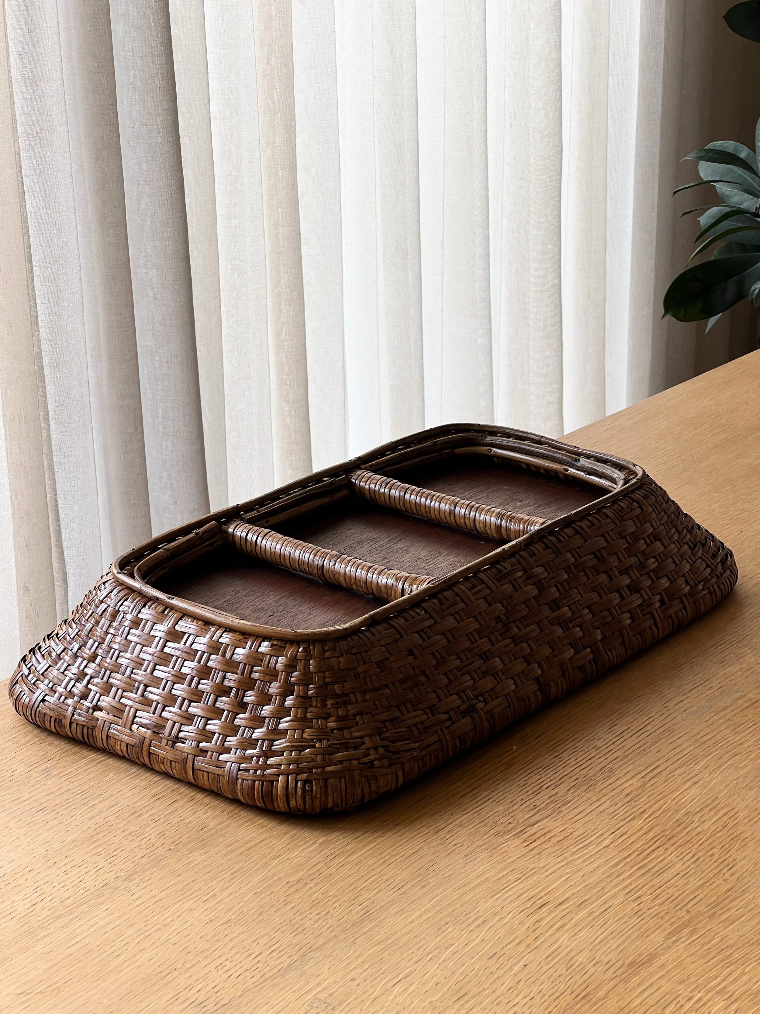 Vintage Xl Rattan Bamboo Tray image 4