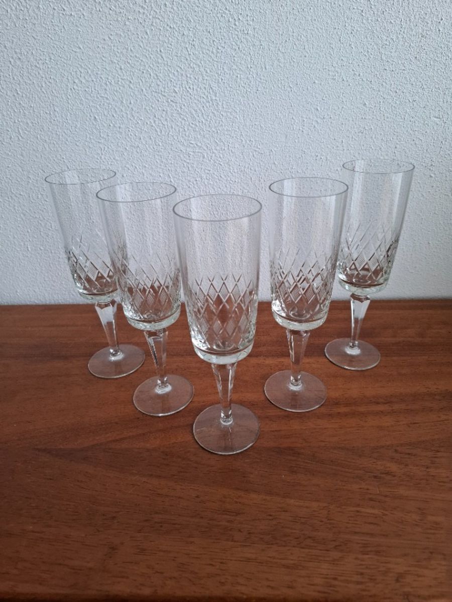 5 Hoge Champagneglazen, Kristallen Flutes, Kristallen Glazen image 10