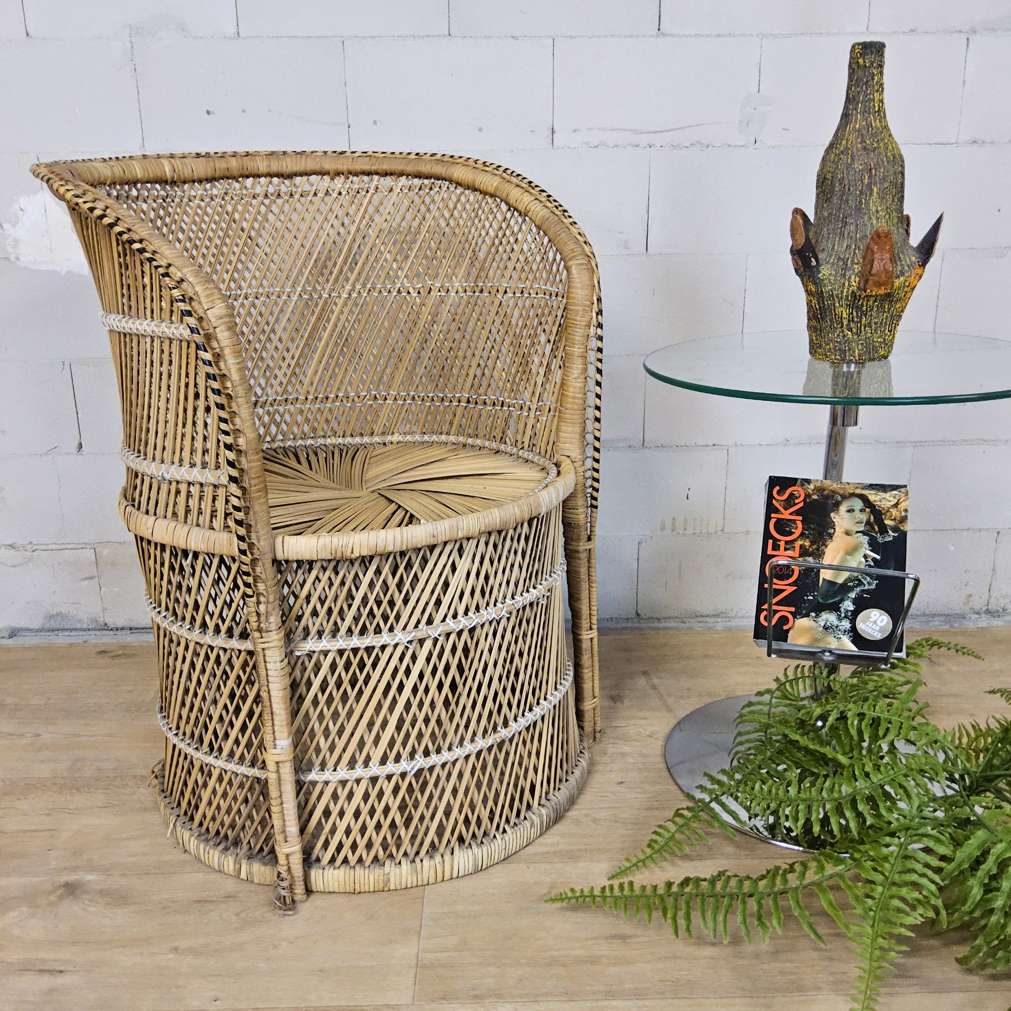 Vintage Geweven Rotan / Rattan Stoel / Luie Bohemian Stoel ( Lazy Rotan Chair ) image 3