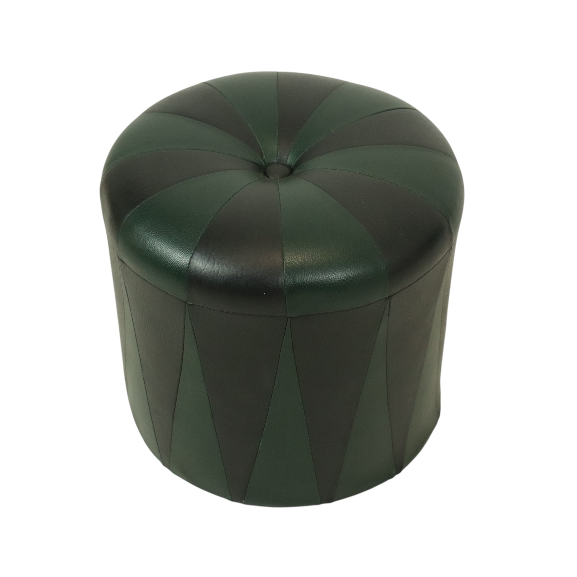 Ronde Vintage Groene Zwarte Poef Tweekleurig Skai Sixties image 9
