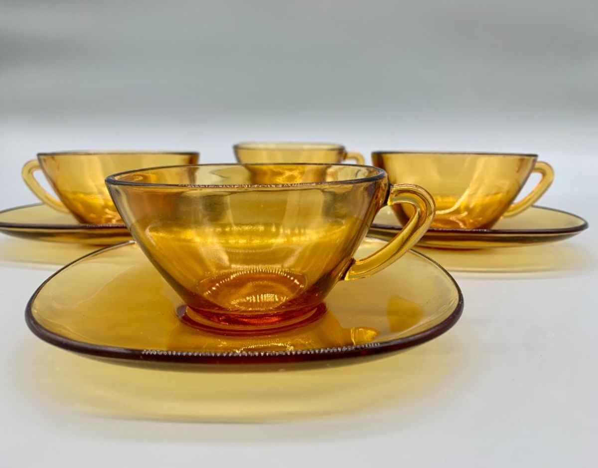 Set Nestle Kop En Schotel Amber Glas 8 Delig image 2