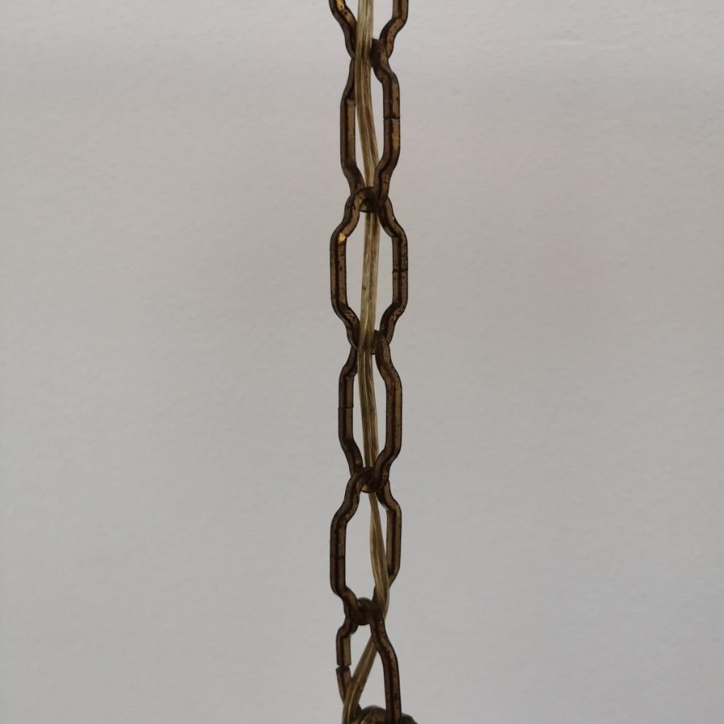 Vintage Franse Messing Lantaarnlamp, Hanglamp, Lamp Met Ketting image 6