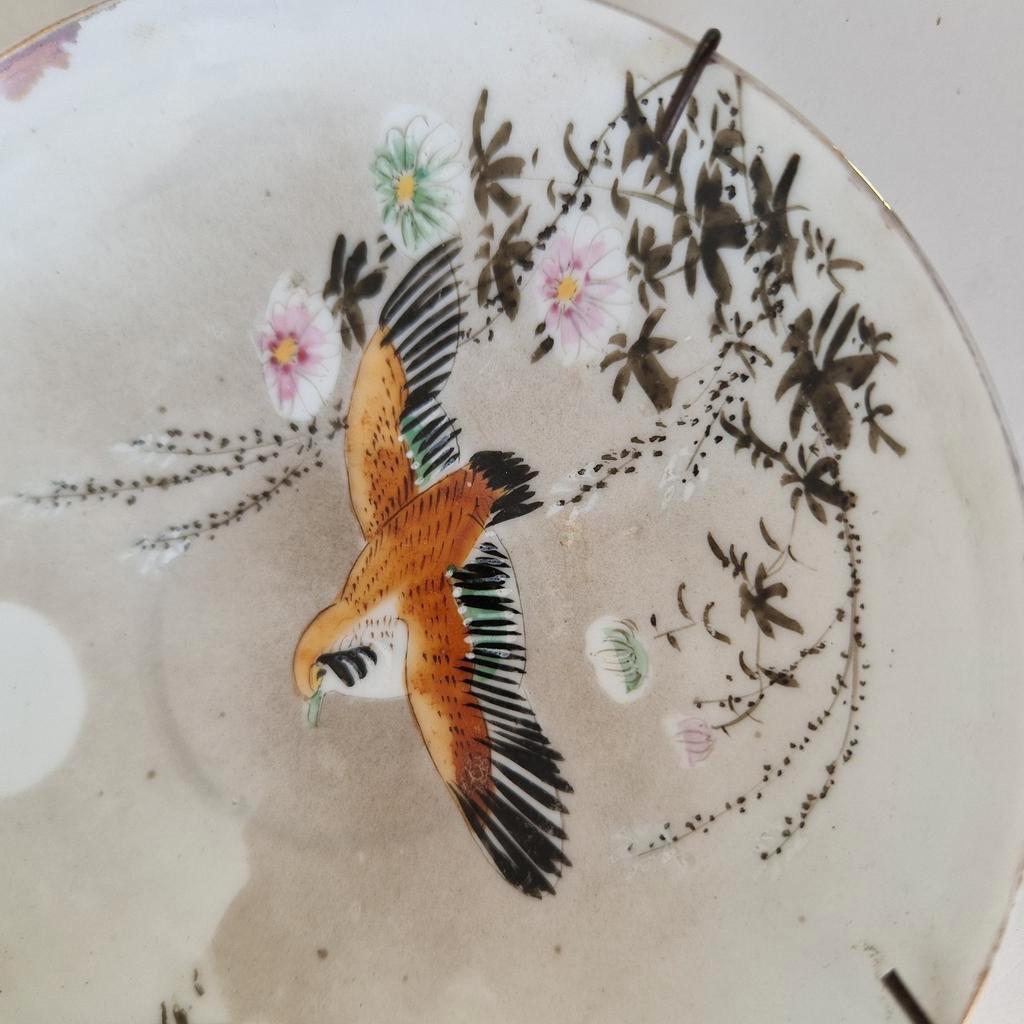 Antiek Wandbordje Schotel Met Vogel image 4