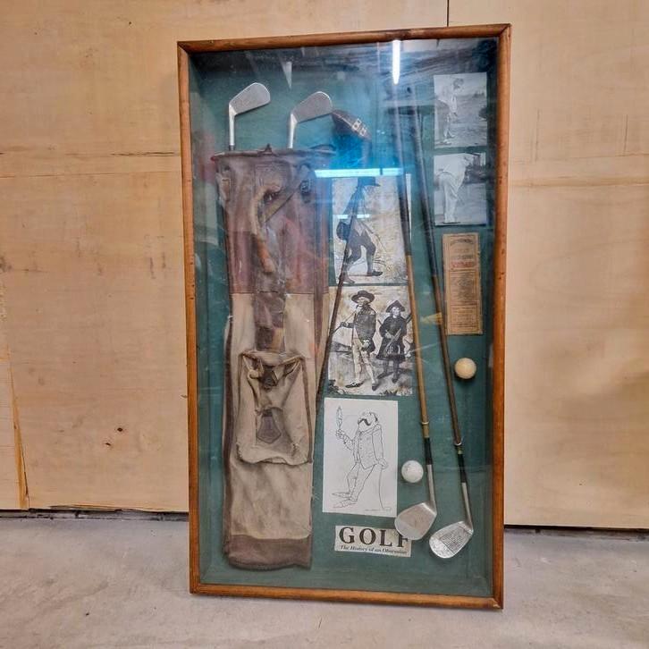Vintage Vitrinekast Kijkkast Golf Golftas Sticks Vitrine image 3