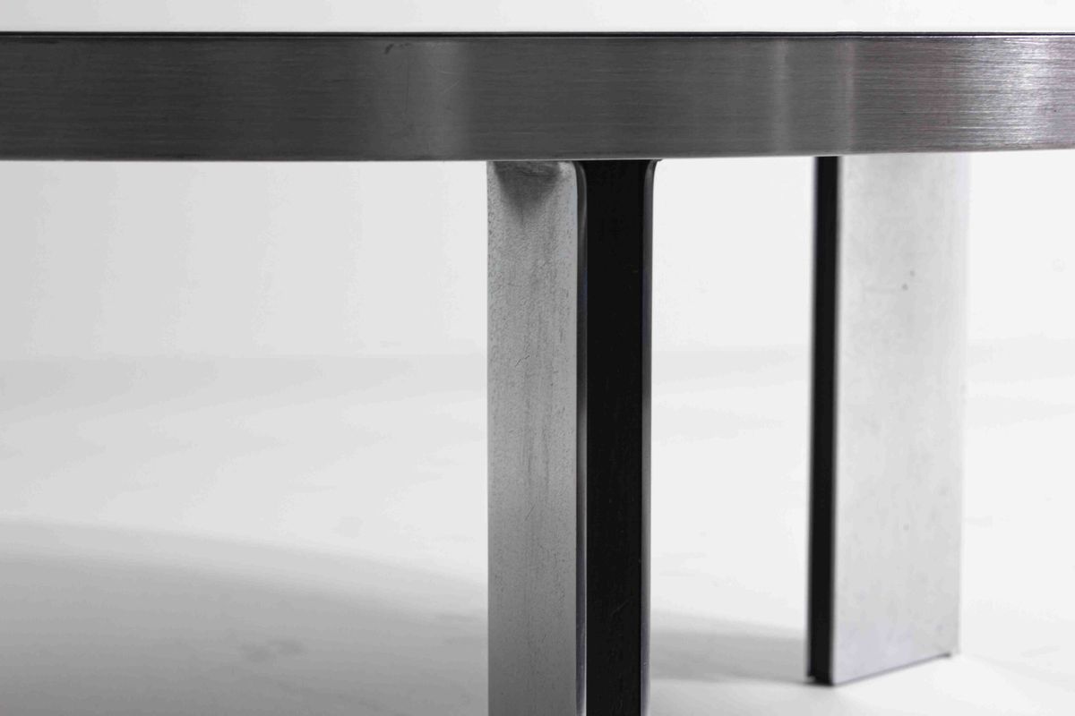 Brutalist Mid Century Chroom Geëtste Ronde Salontafel Door Lilienthal, 1960 image 10