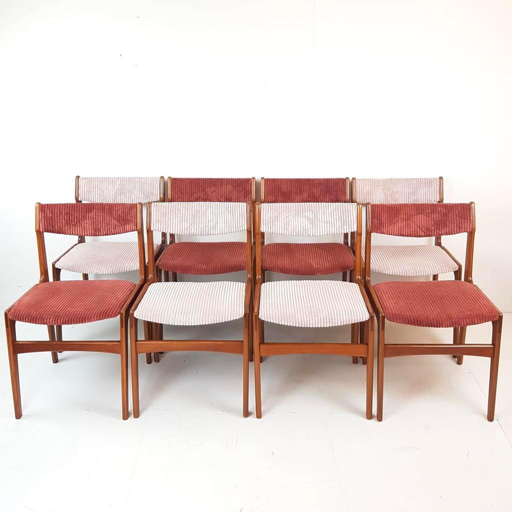 8 Vintage Deense Erik Buch Stoelen | Nieuw Gestoffeerd Roze image 12