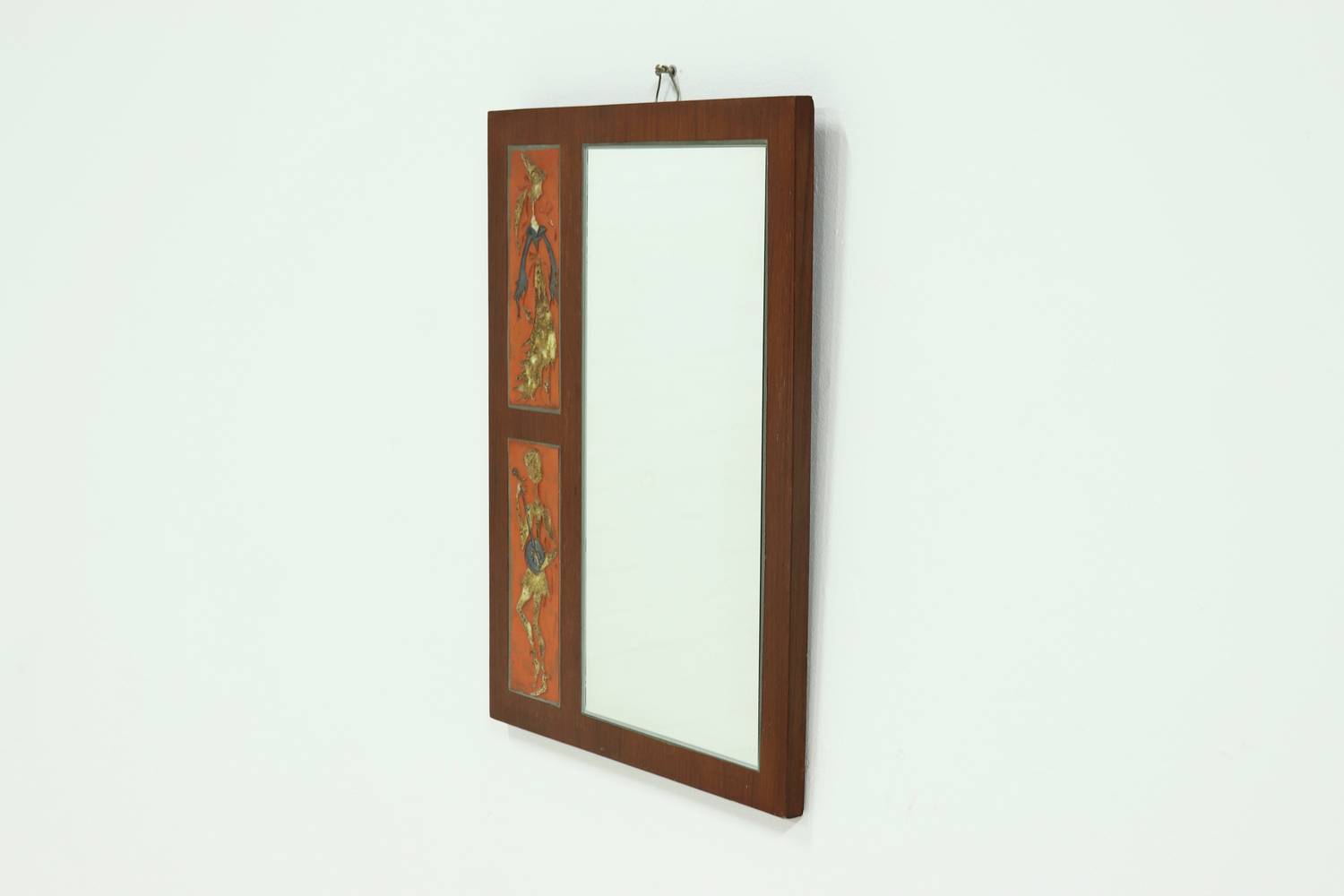 Mid-century Teak And Ceramic Mirror By Atelier Pinson 1960s image 3