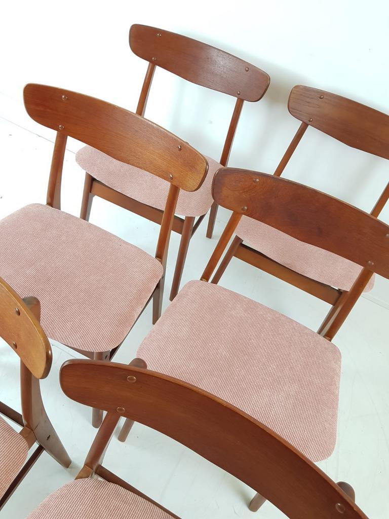 6 Deense Eettafel Stoelen Farstrup Nieuw Gestoffeerd Roze image 6
