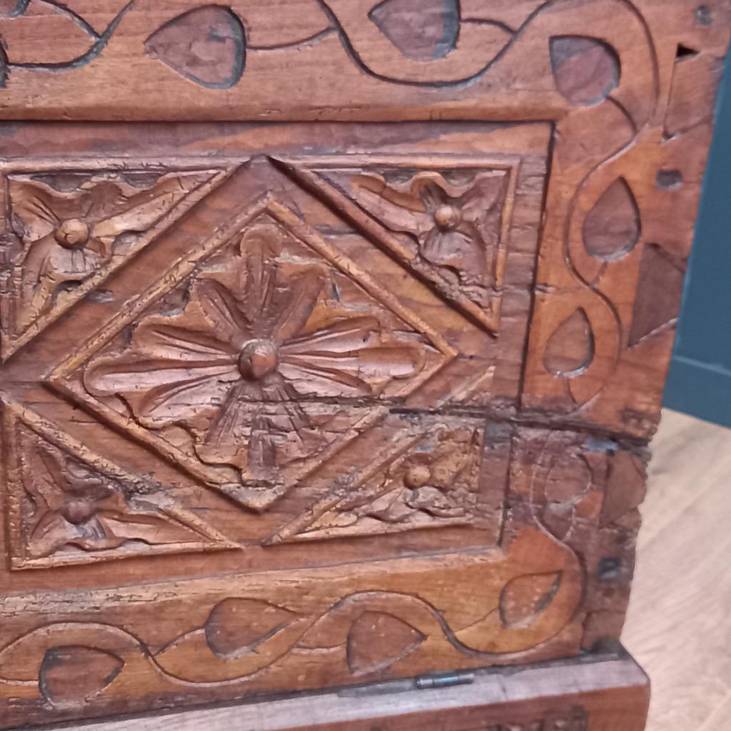 Grote Spaanse Antieke Kastanjehouten Primitieve Kist image 9