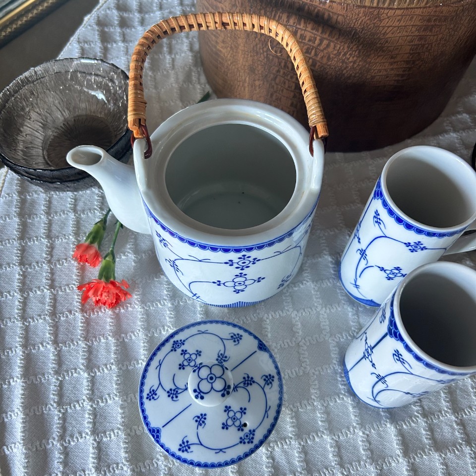 Melkpot Met Mokken Indian Blue Vintage image 5